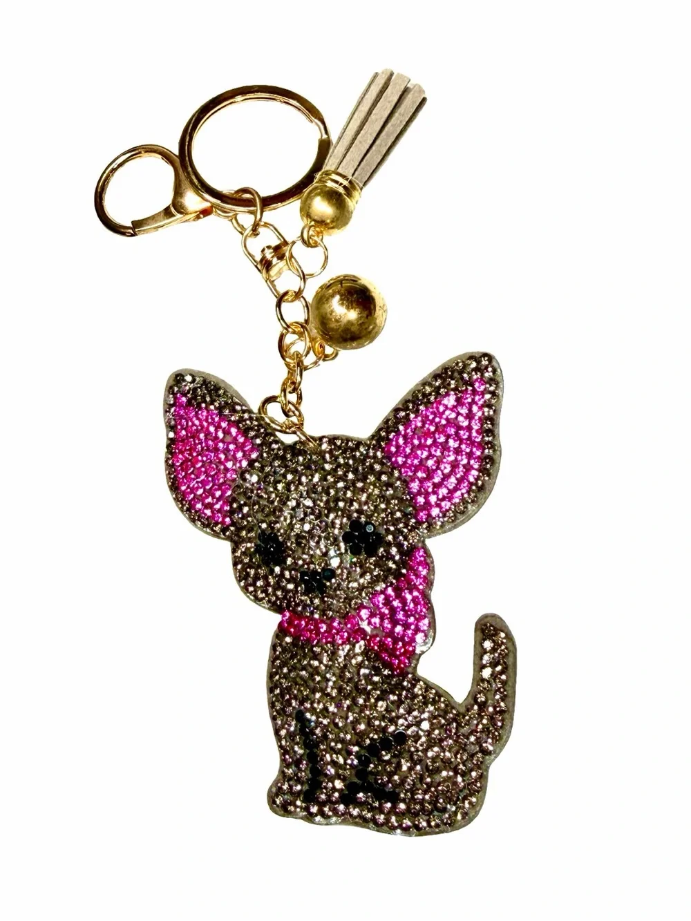 Crystal Chihuahua Keychain with Pink Accents NWOT